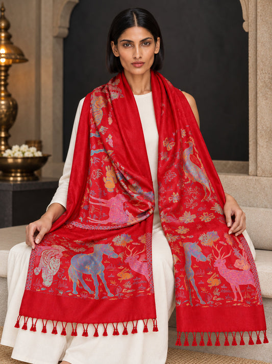 WV-604-RED | Woven stole | Elegant drape 1