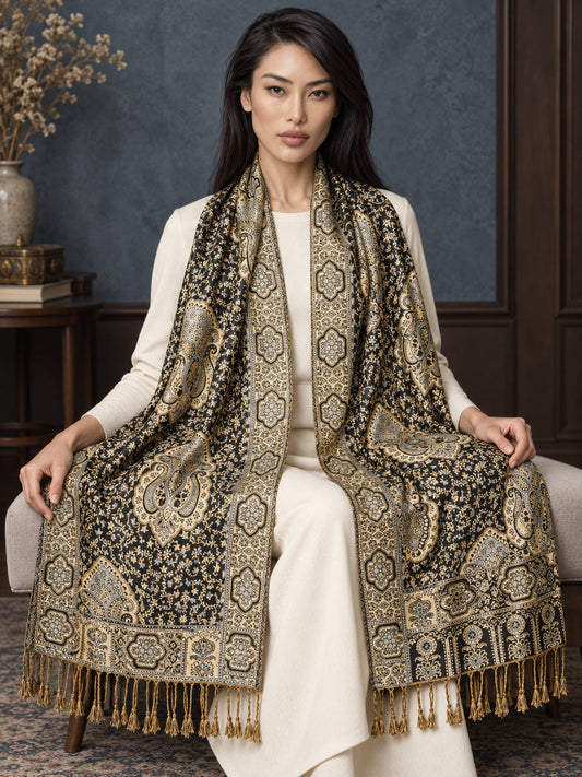 WV-651-BLACK | Woven stole | Elegant drape 1