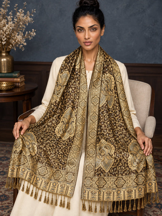 WV-651-COFFEE | Woven stole | Elegant drape 1