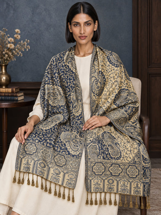 WV-651-NAVYBLUE | Woven stole | Elegant drape 1