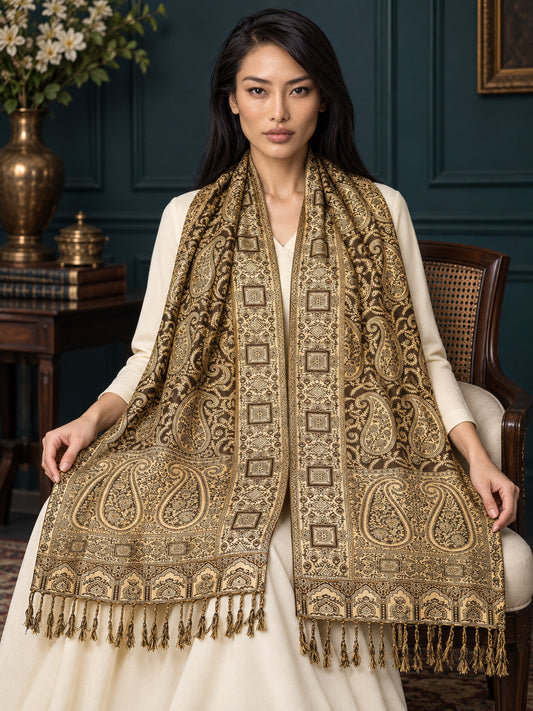 WV-654-COFFEE | Woven stole | Elegant drape 1