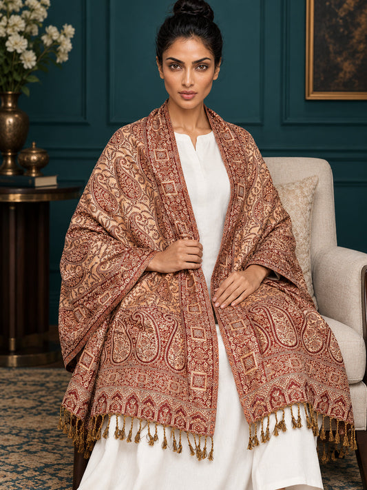 WV-654-MAROON | Woven stole | Elegant drape 1