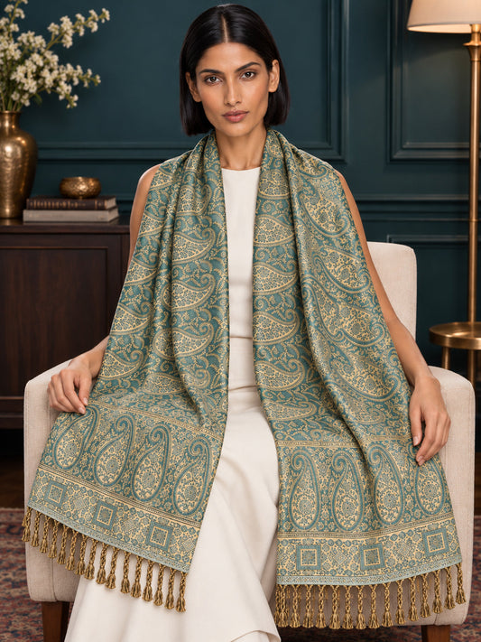 WV-654-NEWGREEN | Woven stole | Elegant drape 1
