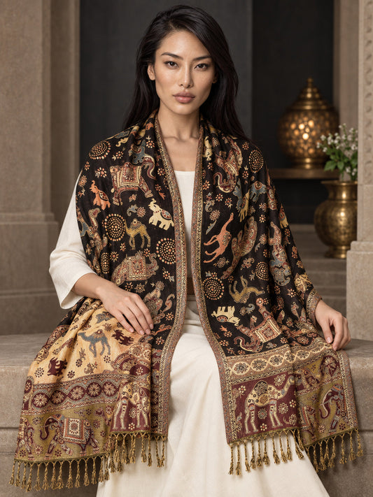 WV-655-BLACK | Woven stole | Elegant drape 1