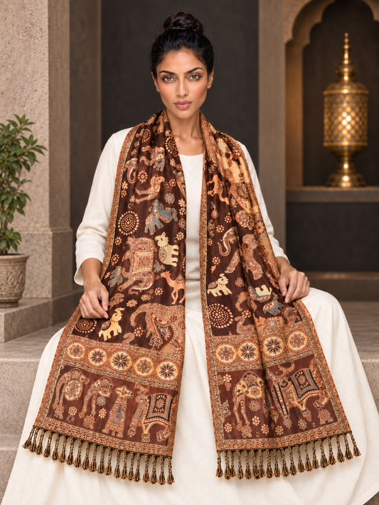 WV-655-COFFEE | Woven stole | Elegant drape 1