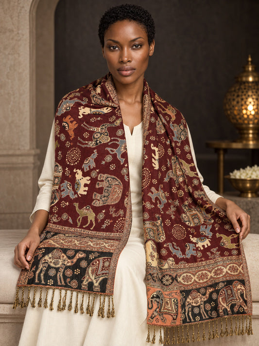 WV-655-MAROON | Woven stole | Elegant drape 1