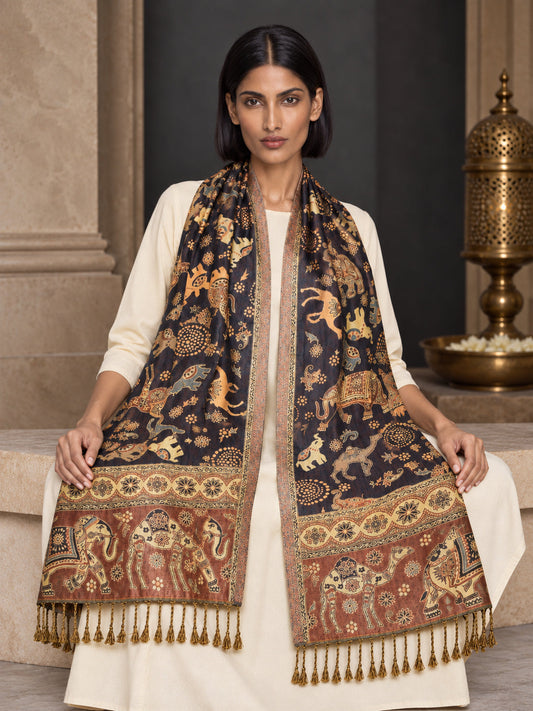 WV-655-NAVYBLUE | Woven stole | Elegant drape 1