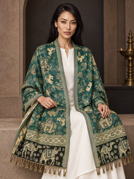 WV-655-NEWGREEN | Woven stole | Elegant drape 1